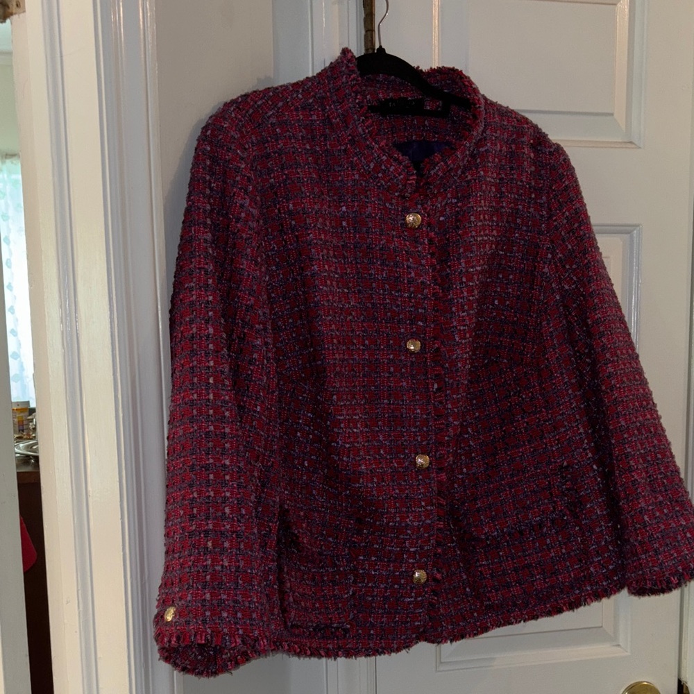 Talbots Red and Purple Tweed Blazer - Picture 3 of 8